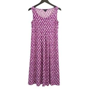 George Midi Dress Womens Small Purple Abstract Sleeveless Office Business Casual